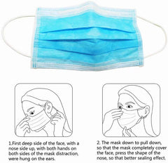 Pack of 50x BLUE MEDICAL Face Mask with CE Mark 3 ply